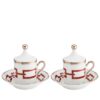 Ginori 1735 Gift Set of 2 Coffee Cups with Lid Catene Red