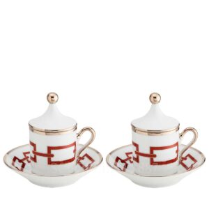 richard ginori set of 2 coffee cups with lid catene red