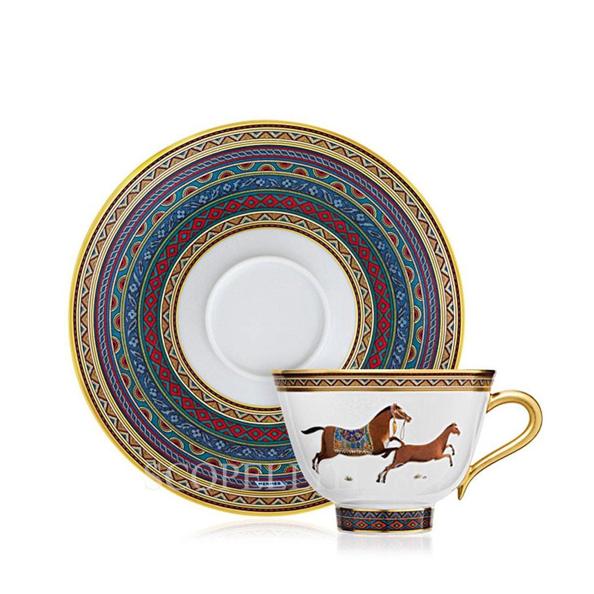 Hermes Tea Cup and Saucer n°6 Cheval d'Orient - SCOPELLITI 1887