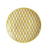 soleil d’hermès limoges porcelain dessert plate n°1 with bright yellow sun‑inspired pattern