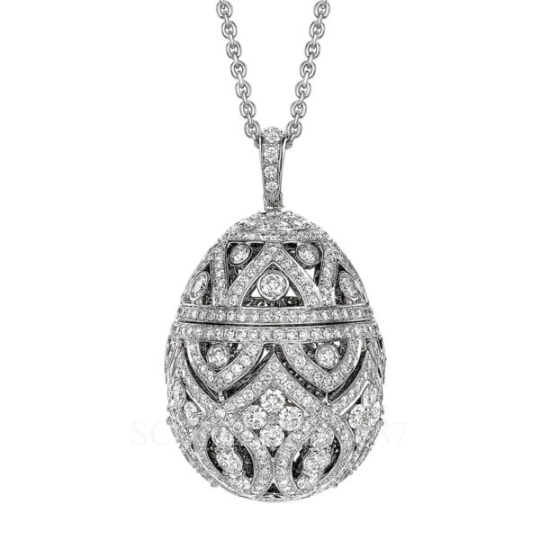 faberge diamond imperial zenya white gold egg pendant