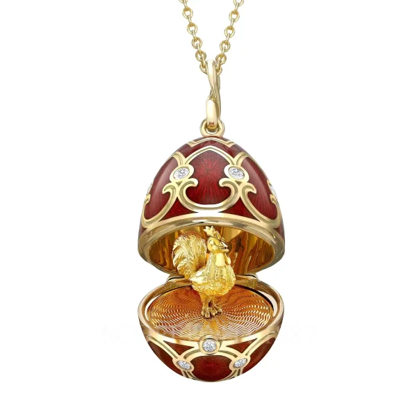 faberge egg pendant chinese zodiac rooster