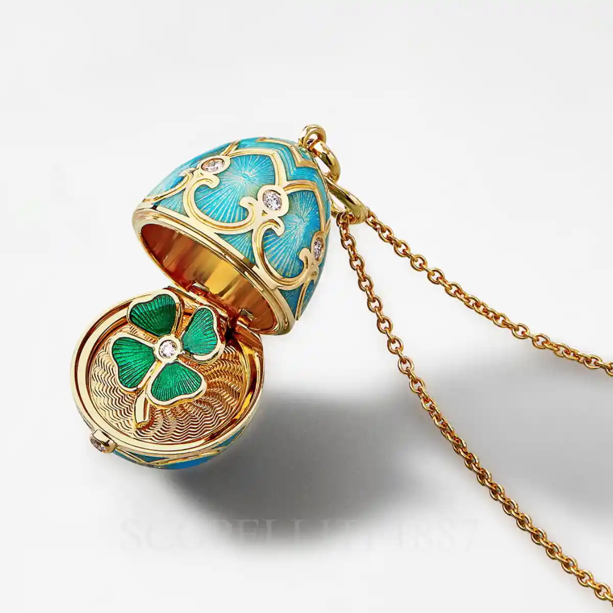faberge egg pendant clover surprise