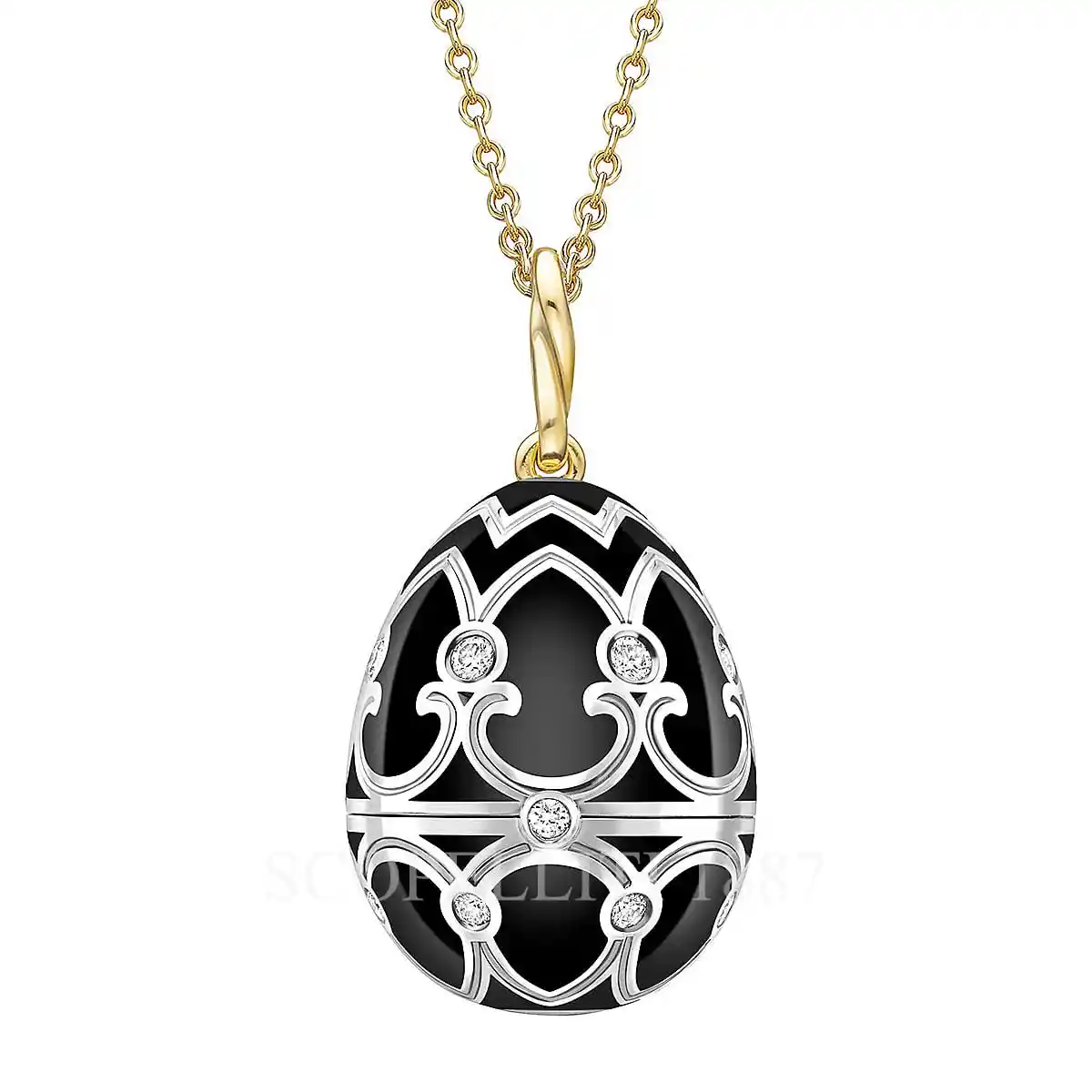 faberge heritage egg pendant with penguin black