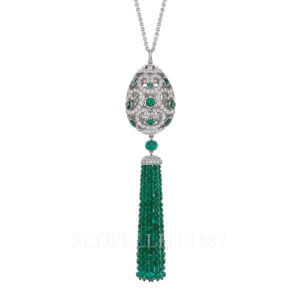 faberge white gold emerald green egg pendant