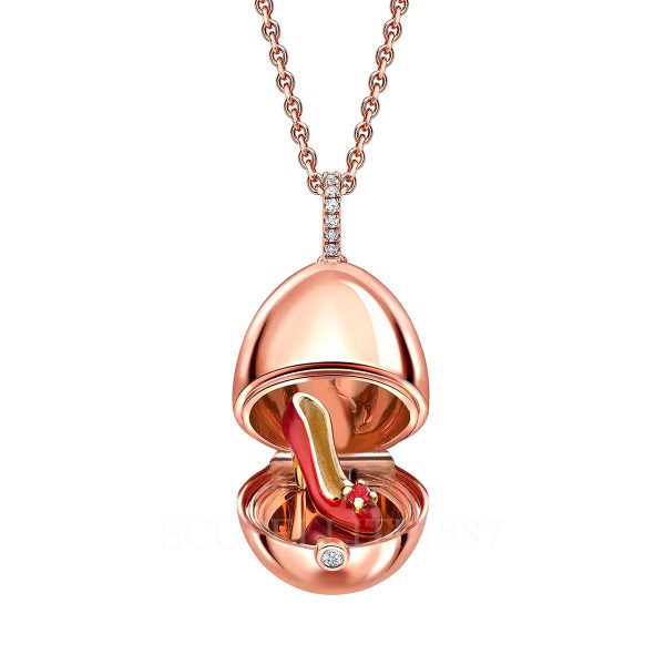 faberge essence rose gold ruby set shoe surprise locket