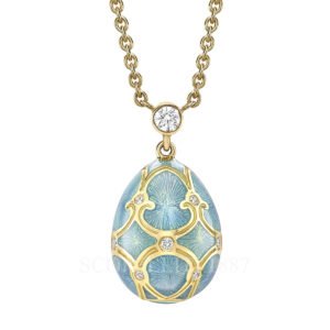 faberge gold turquoise egg pendant with diamond
