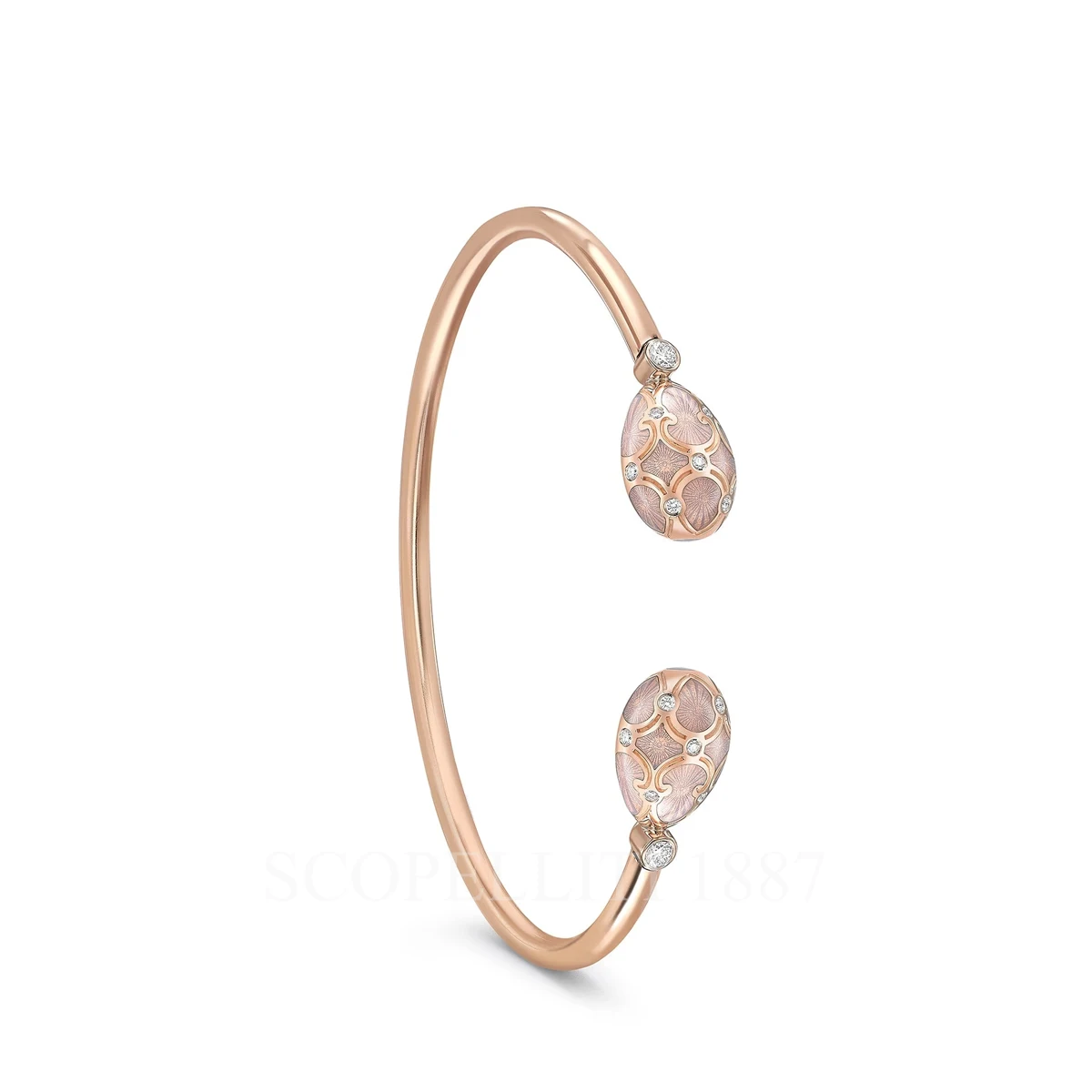 fabergé pink enamel open bracelet