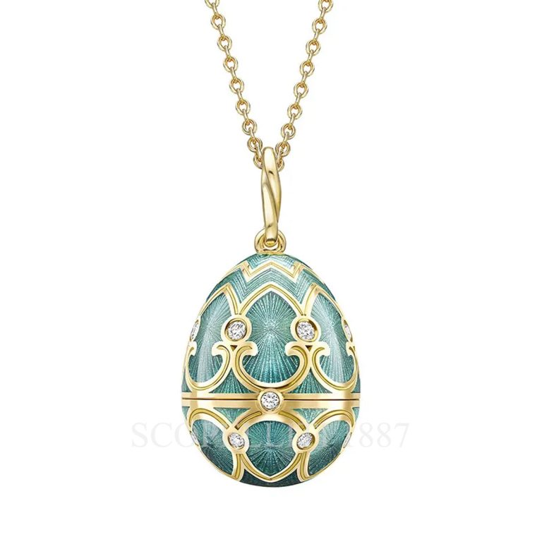 faberge heritage yellow gold diamond teal guilloche enamel trembling star surprise locket