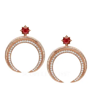 faberge hilal crescent rose gold ruby and diamond earrings