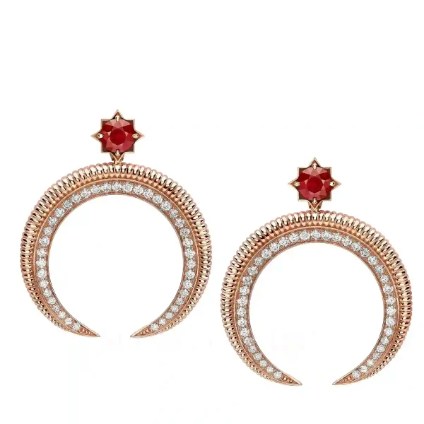 fabergé hilal rose gold ruby earrings