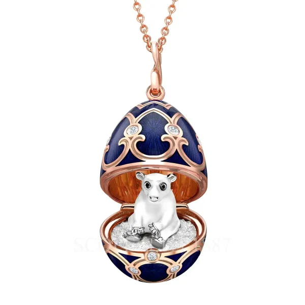 faberge polar bear egg pendant