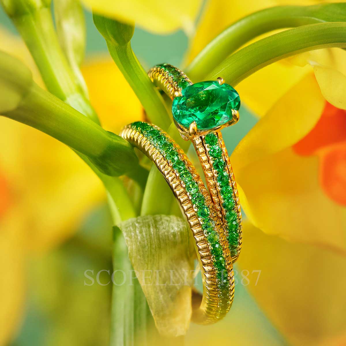 faberge ring the colours of love green anniversary gift