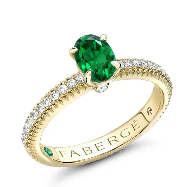 fabergé diamond pavé ring with emerald