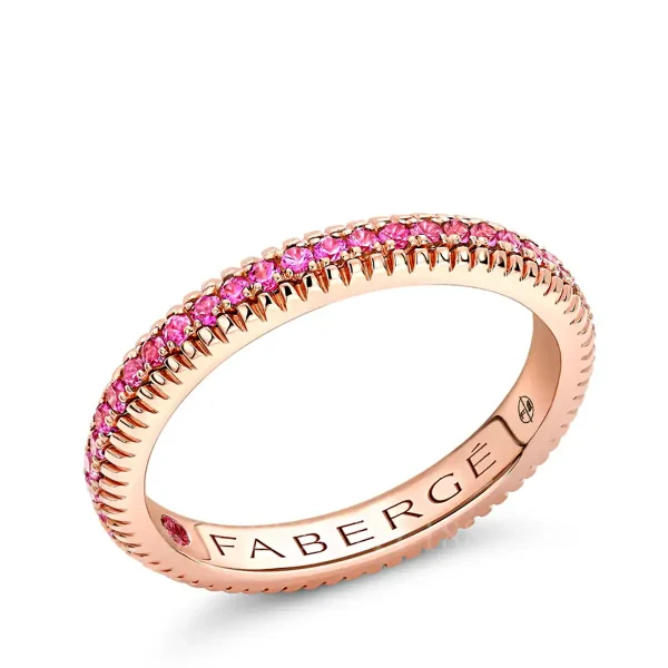 fabergé rose gold eternity ring with pink sapphires