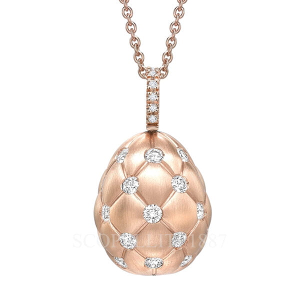 faberge rose gold diamond brushed egg pendant