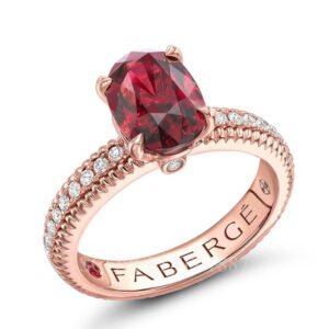 faberge rose gold ruby ring with diamond