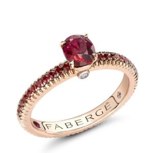 faberge rose gold ruby ring with ruby colours of love