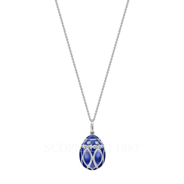faberge diamond royal blue egg pendant