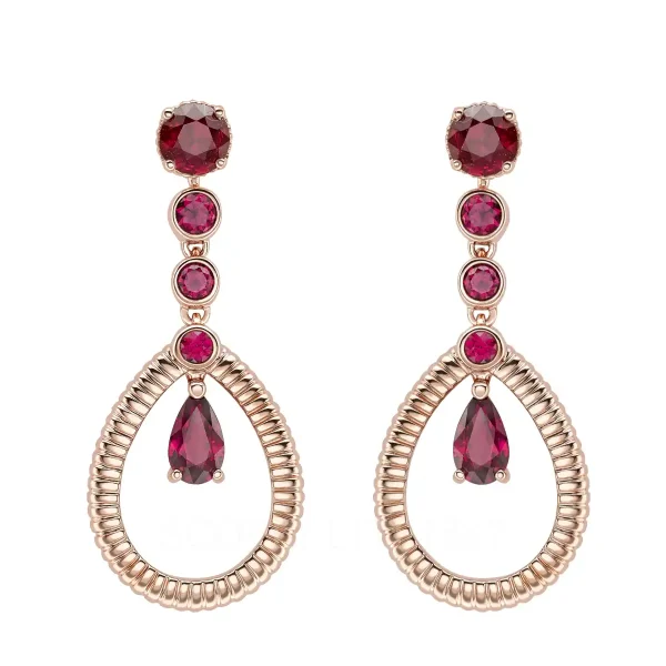 fabergé rose gold teardrop earrings with rubies