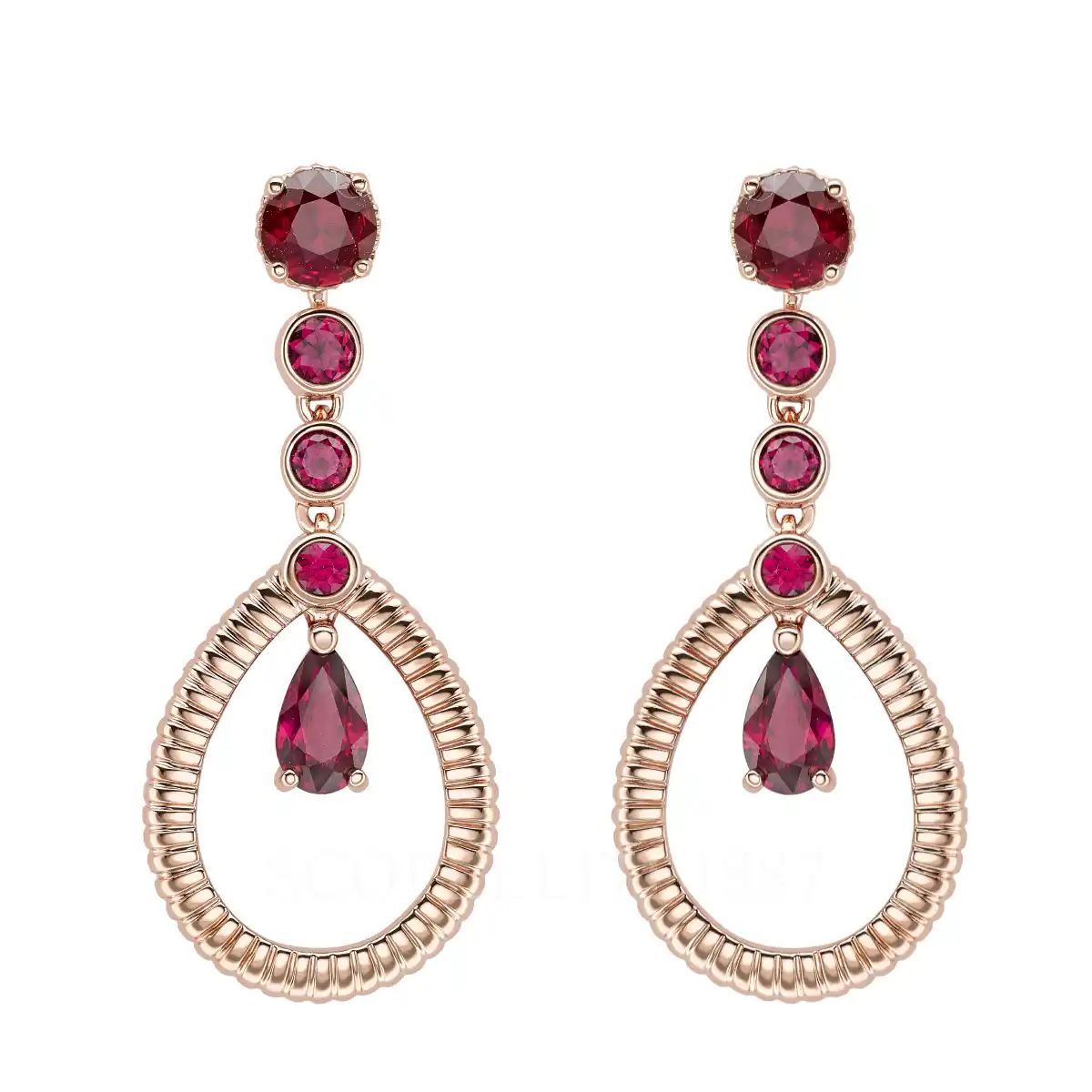 fabergé rose gold teardrop earrings with rubies