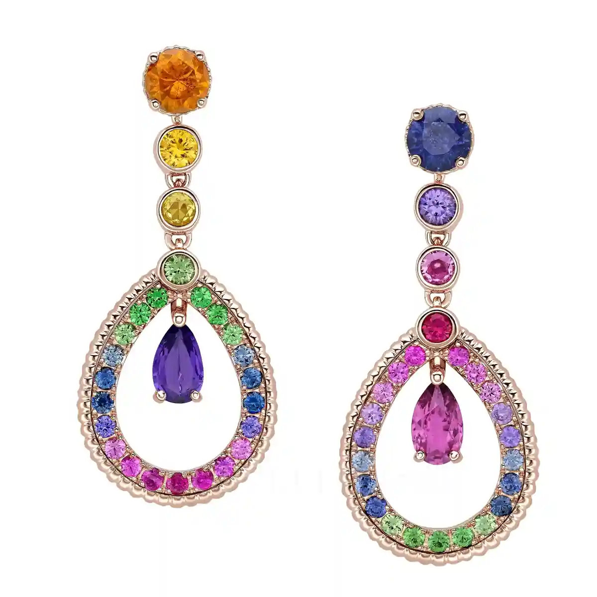 fabergé teardrop mixed gemstone earrings rose gold