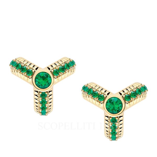 faberge trio yellow gold emerald stud earrings