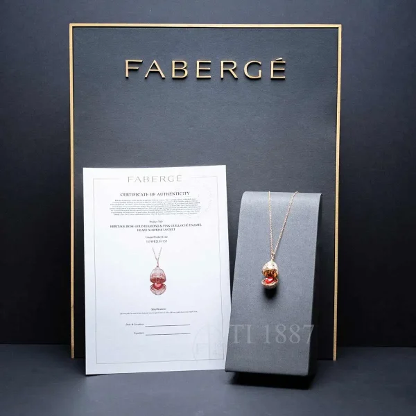 faberge heart surprise egg pendant in rose gold heritage collection