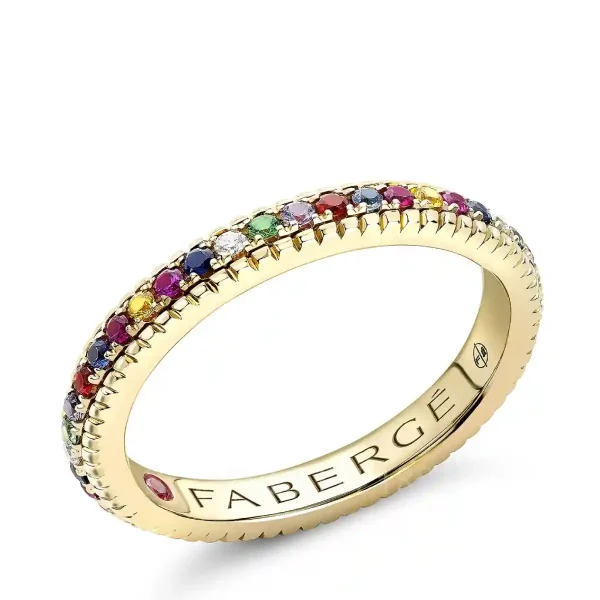 fabergé yellow gold eternity ring with mixed gemstones