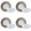 Bernardaud Set of four Tea Cups and Saucers Twist Platinum