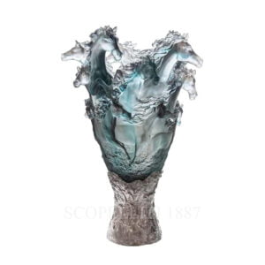 daum blue grey cavalcade prestige vase limited edition