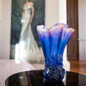 daum crystal vase croisiere midnight blue