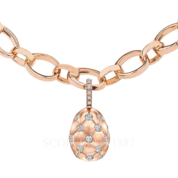 faberge 18k rose gold diamond matt egg charm treillage