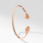 faberge 18k rose gold diamond open set bangle bracelet treillage
