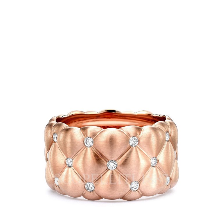 faberge 18k rose gold diamond wide ring treillage