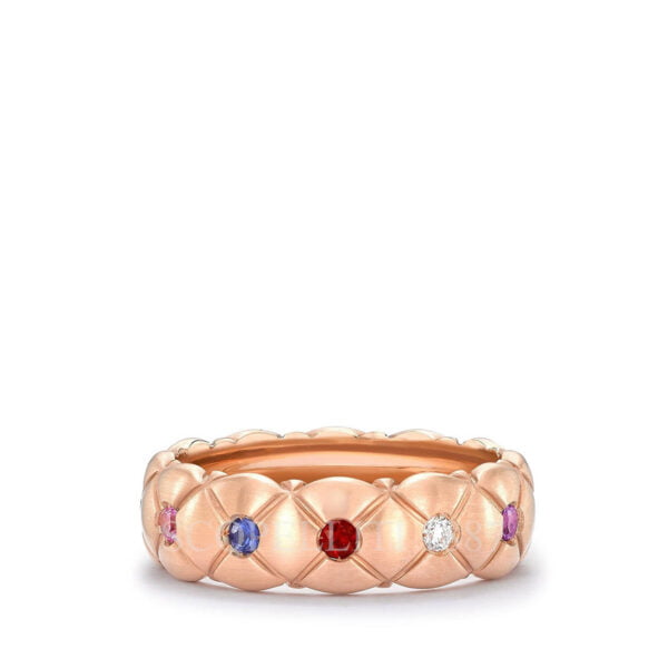 faberge 18k rose gold multicoloured thin ring treillage