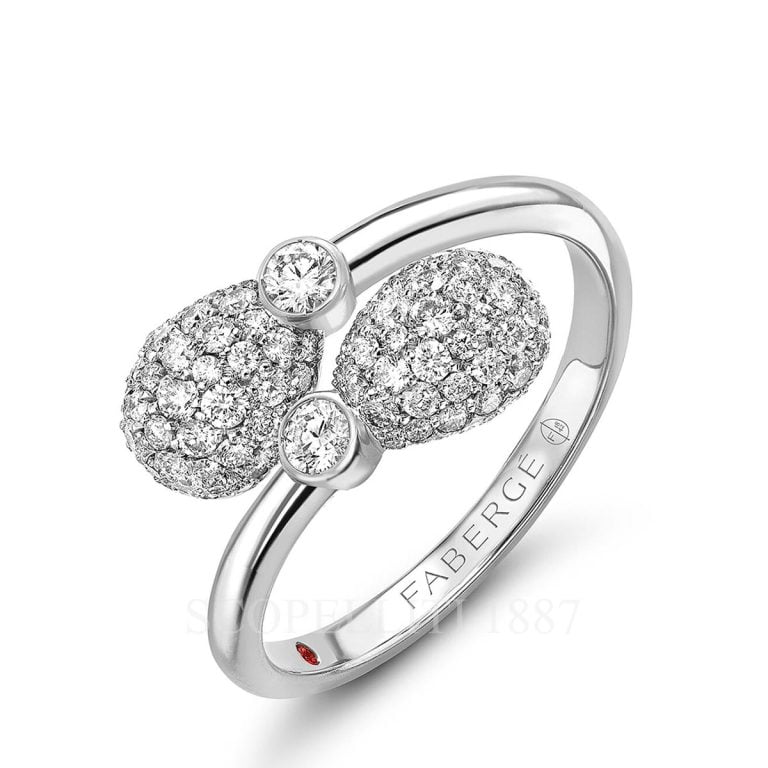 faberge 18k white gold diamond crossover ring emotion