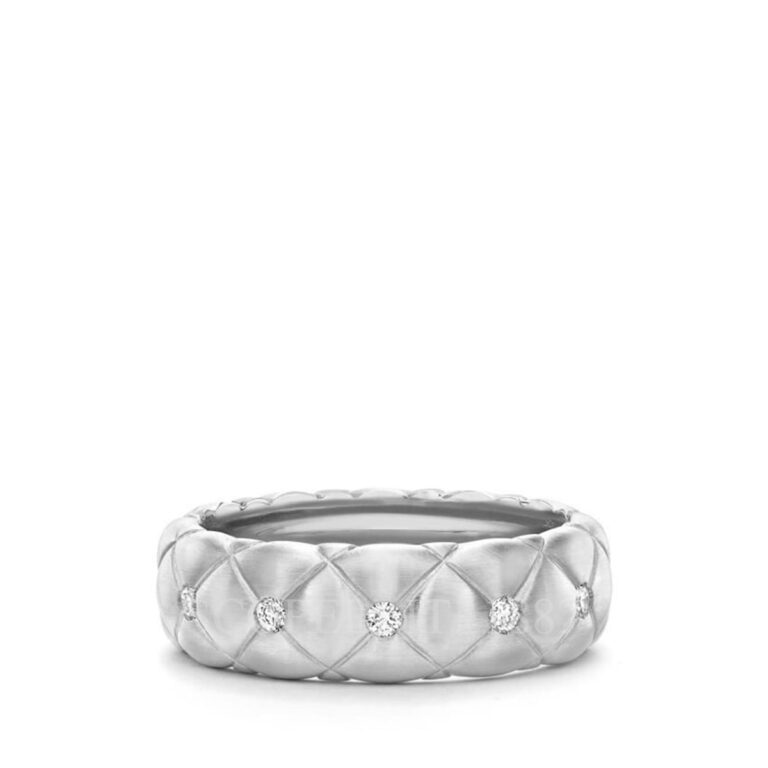 faberge 18k white gold diamond thin ring treillage