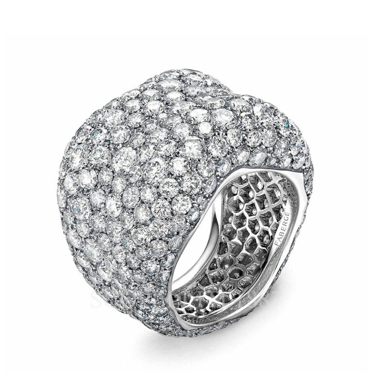 faberge 18k white gold diamond wide ring emotion