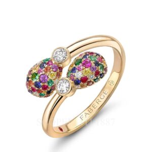 faberge 18k yellow gold multicoloured crossover ring emotion