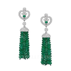 faberge 18kt white gold emerald tassel earrings imperial