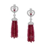 faberge 18kt white gold ruby tassel earrings imperial