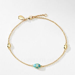 faberge 18kt yellow gold turquoise chain bracelet heritage