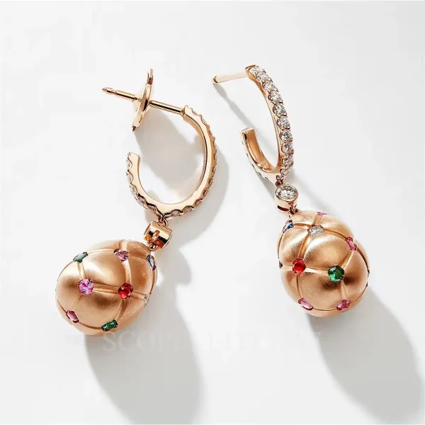 fabergé egg drop quilted earrings mixed gemstones