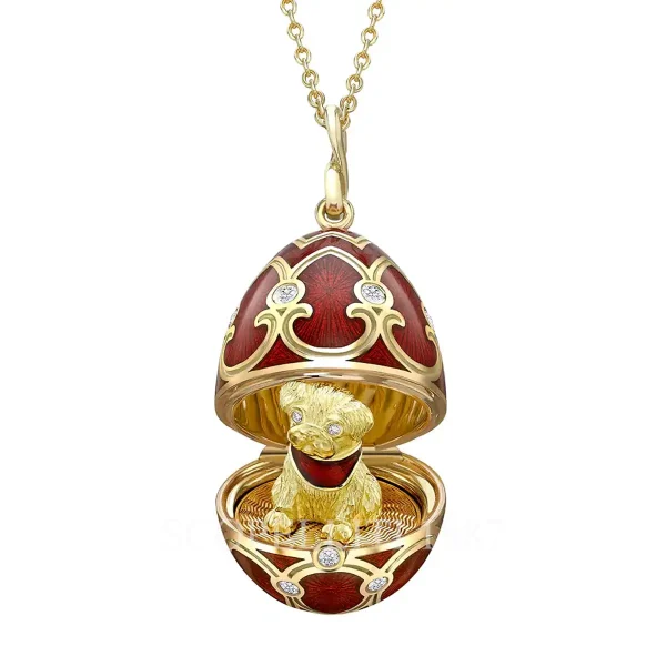 fabergé dog egg pendant yellow gold