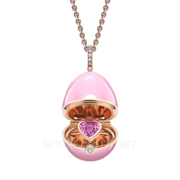 faberge essence rose gold diamond pink sapphire heart surprise locket