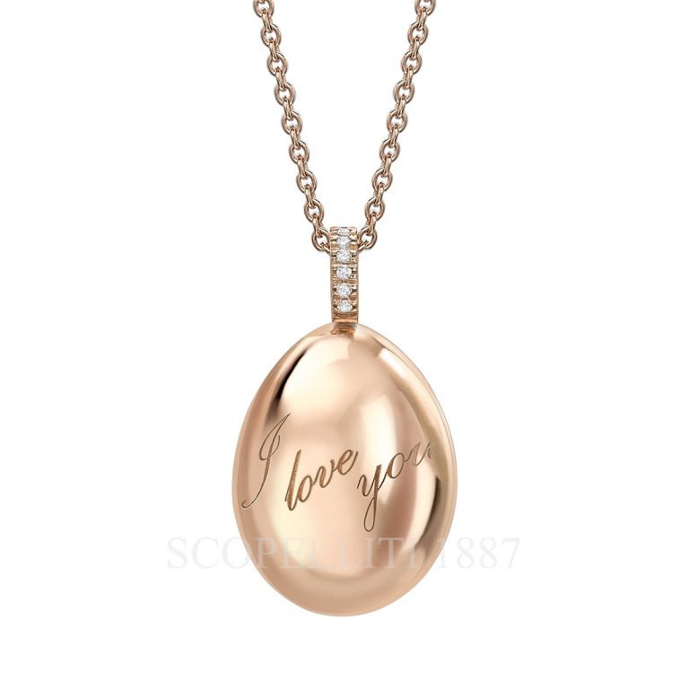 faberge essence rose gold i love you egg pendant