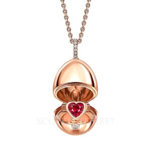 faberge essence rose gold ruby heart surprise locket