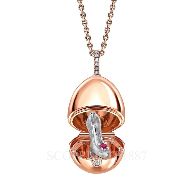 faberge essence rose gold ruby set shoe surprise locket