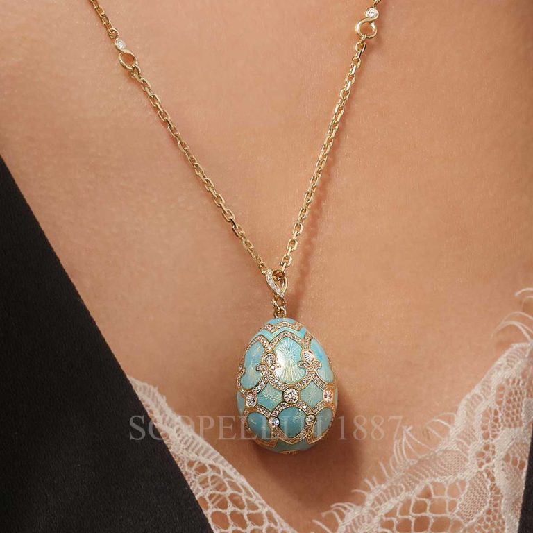 faberge heritage egg pendant large light blue